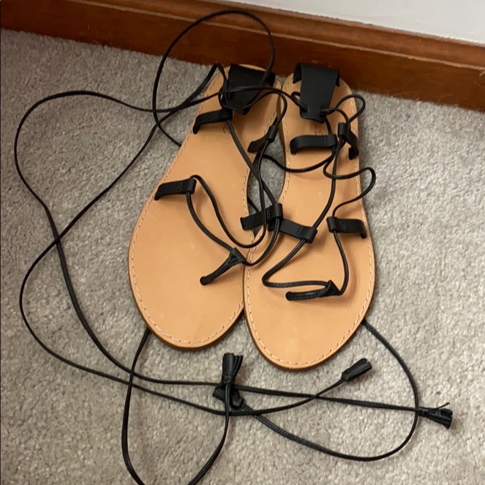 Madewell Black Lace Up Sandal